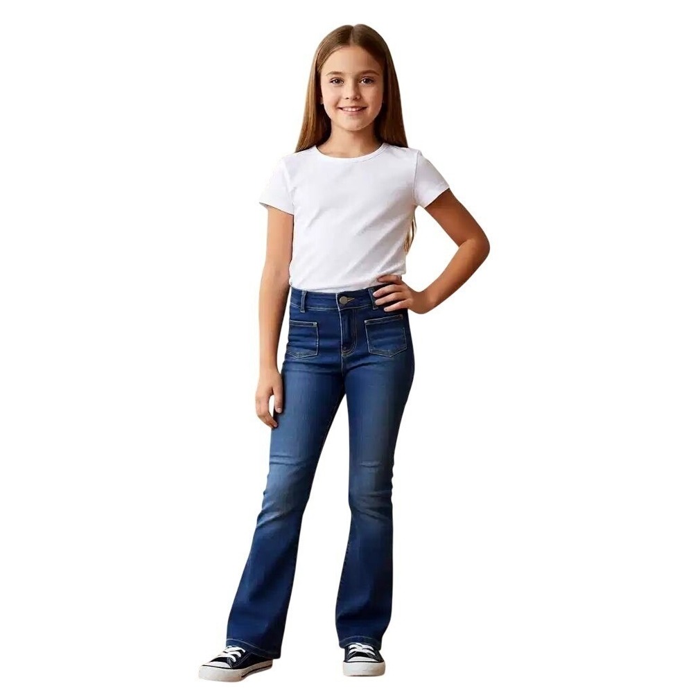 Levis Girls Flare Denim Dark Wash Adjustable‎ Waist Stretch Jeans Size 12 NWT